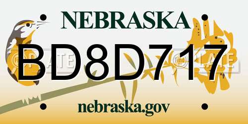 BD8D717 Nebraska License Plate