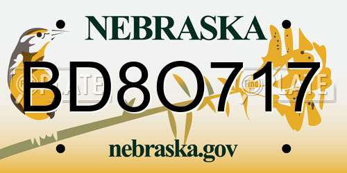 BD8O717 Nebraska License Plate