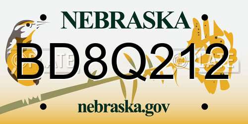 BD8Q212 Nebraska License Plate