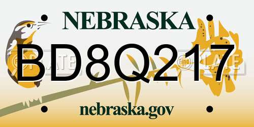 BD8Q217 Nebraska License Plate