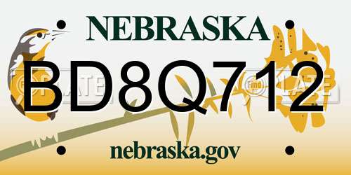 BD8Q712 Nebraska License Plate