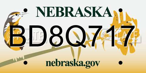 BD8Q717 Nebraska License Plate