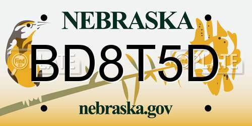 BD8T5D Nebraska License Plate