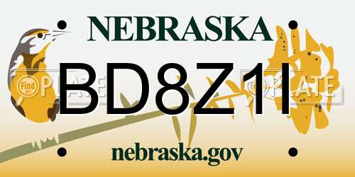 BD8Z1I Nebraska License Plate