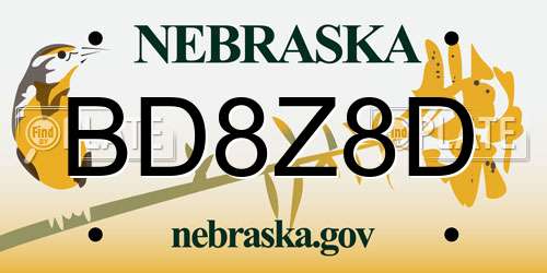 BD8Z8D Nebraska License Plate