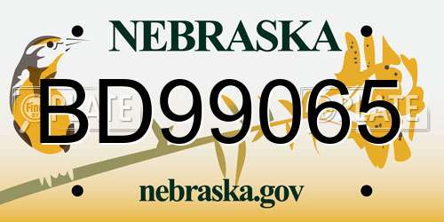 BD99065 Nebraska License Plate