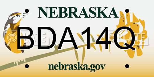 BDA14Q Nebraska License Plate