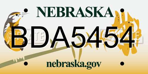 BDA5454 Nebraska License Plate