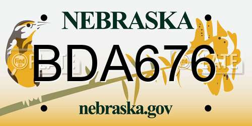 BDA676 Nebraska License Plate