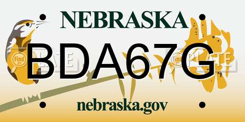 BDA67G Nebraska License Plate