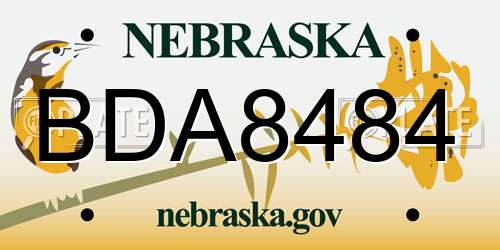 BDA8484 Nebraska License Plate