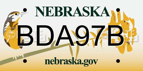 BDA97B Nebraska License Plate