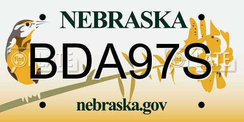 BDA97S Nebraska License Plate