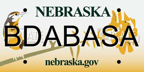 BDABASA Nebraska License Plate