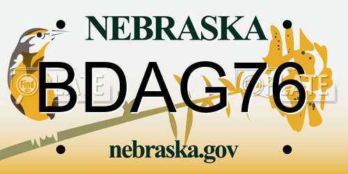 BDAG76 Nebraska License Plate