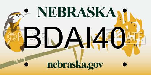 BDAI40 Nebraska License Plate