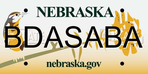 BDASABA Nebraska License Plate