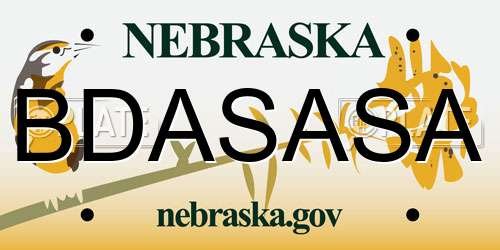 BDASASA Nebraska License Plate