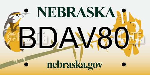 BDAV80 Nebraska License Plate