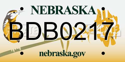 BDB0217 Nebraska License Plate