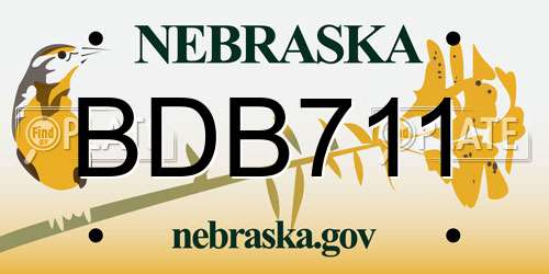 BDB711 Nebraska License Plate