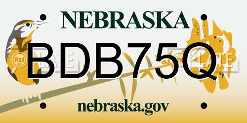 BDB75Q Nebraska License Plate