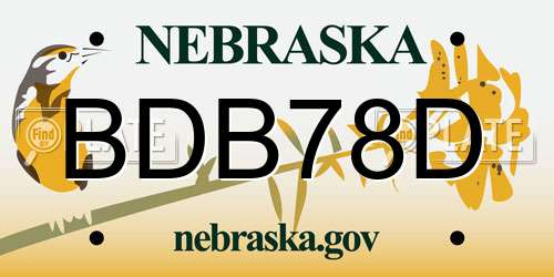 BDB78D Nebraska License Plate