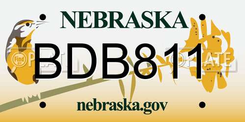 BDB811 Nebraska License Plate