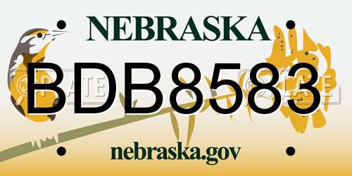 BDB8583 Nebraska License Plate
