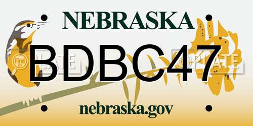 BDBC47 Nebraska License Plate