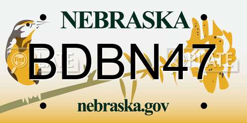 BDBN47 Nebraska License Plate