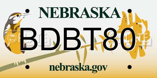 BDBT80 Nebraska License Plate