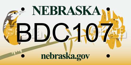 BDC107 Nebraska License Plate