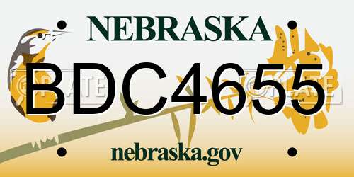 BDC4655 Nebraska License Plate