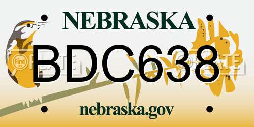 BDC638 Nebraska License Plate