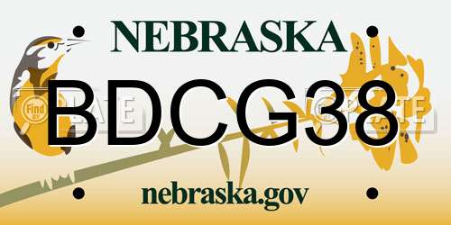 BDCG38 Nebraska License Plate