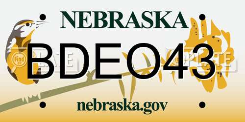 BDEO43 Nebraska License Plate