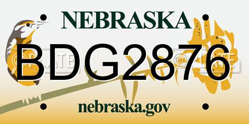 BDG2876 Nebraska License Plate