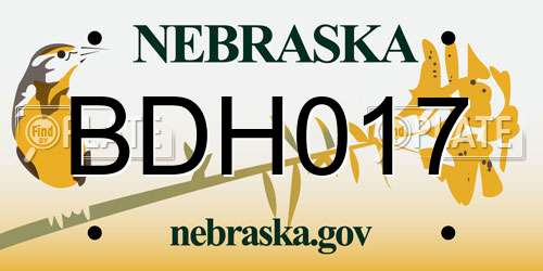 BDH017 Nebraska License Plate