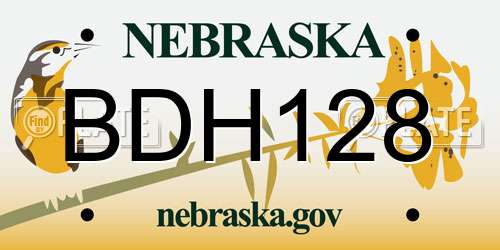BDH128 Nebraska License Plate