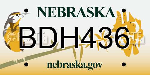BDH436 Nebraska License Plate