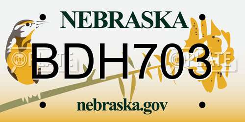 BDH703 Nebraska License Plate