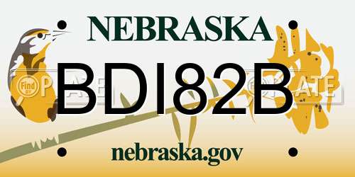 BDI82B Nebraska License Plate