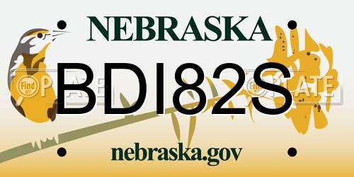 BDI82S Nebraska License Plate