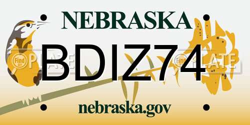 BDIZ74 Nebraska License Plate