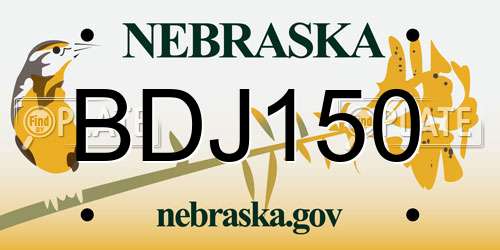 BDJ150 Nebraska License Plate