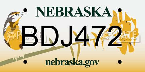 BDJ472 Nebraska License Plate