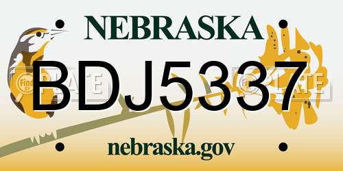 BDJ5337 Nebraska License Plate