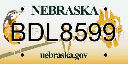 BDL8599 Nebraska License Plate