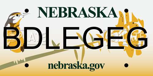 BDLEGEG Nebraska License Plate